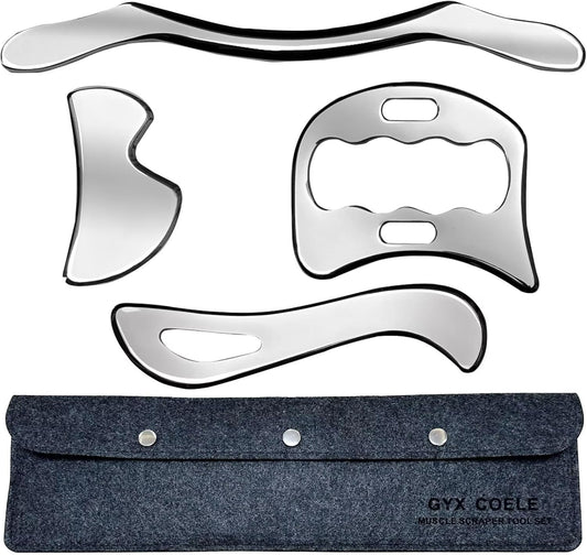 4 in 1 Stainless Steel Muscle Scraper Tools Set for Therapy