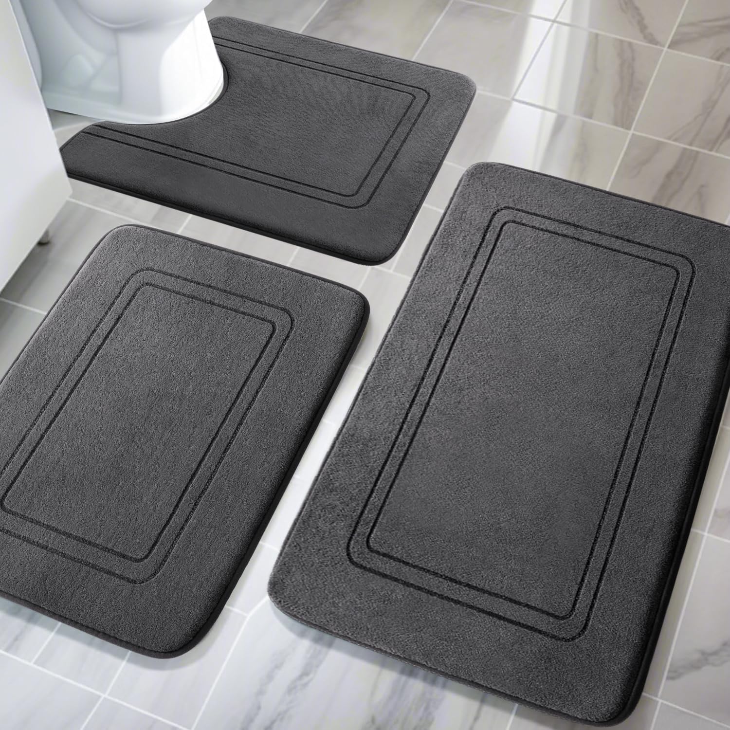 YIHOUSE Memory Foam Bath Mat Set for Soft and Non-Slip Comfort