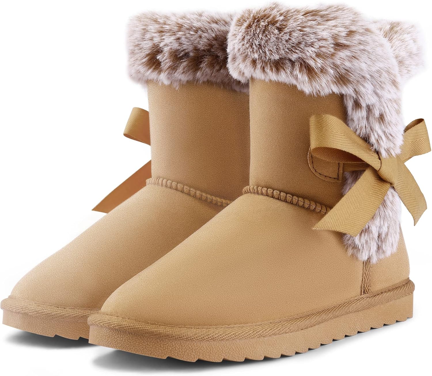 K KomForme Girls Kids Snow Boots - Warm Fur Lined Winter Shoes