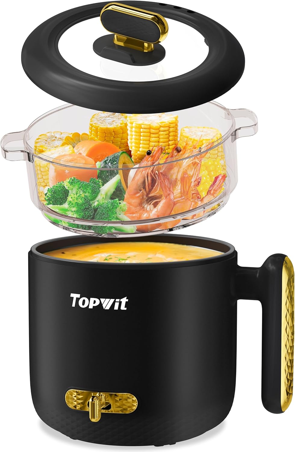 Topwit Hot Pot Electric Steamer 1.8L Ramen Cooker for Cooking