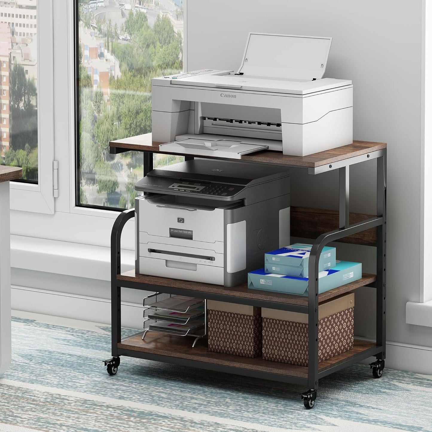 32.3 Wide Extra Large Printer Stand with Adjustable Storage