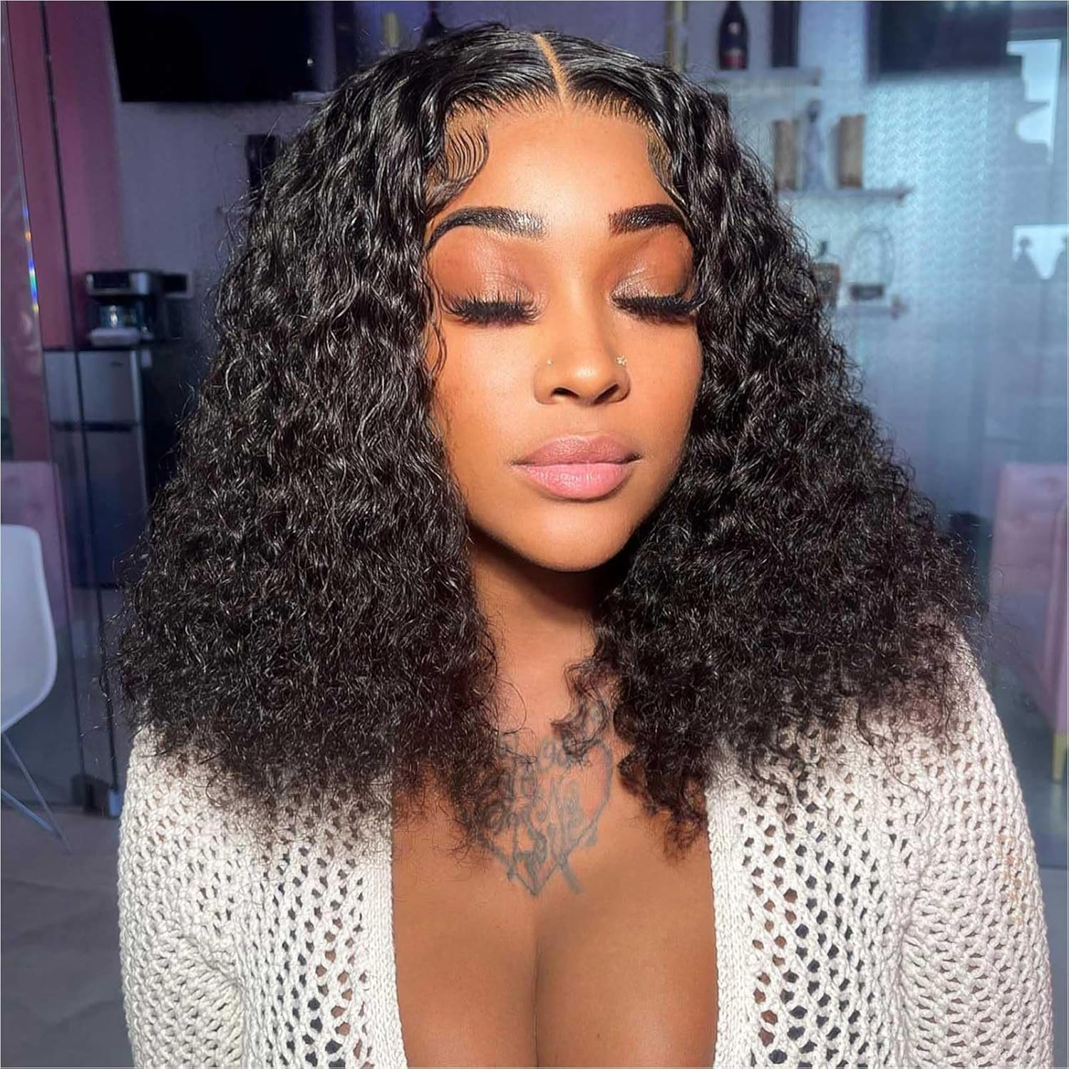 Hihmarm Deep Wave Bob Wig Human Hair for Natural Look