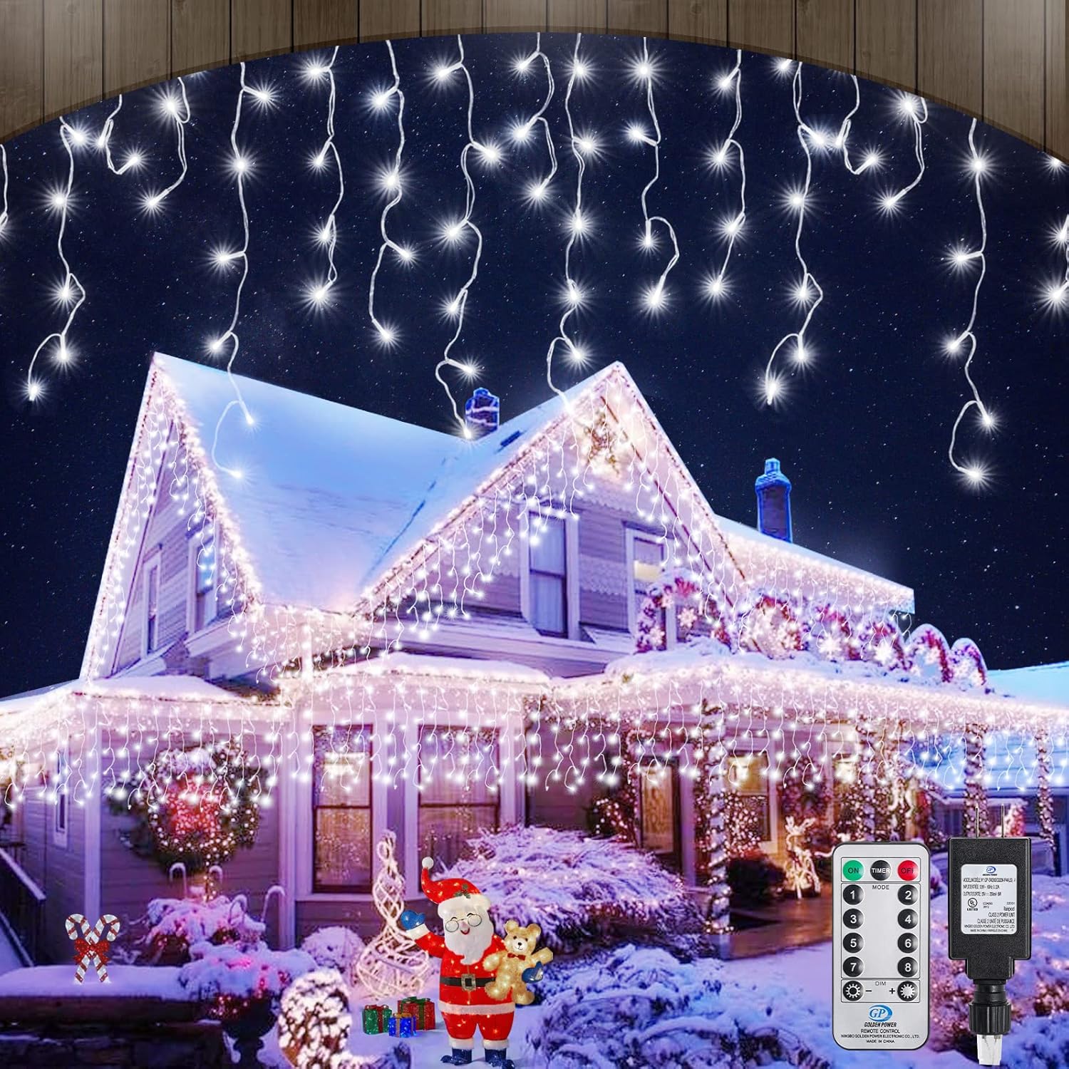 Icicle Christmas Lights Outdoor Decorations with 640 LED Bulbs