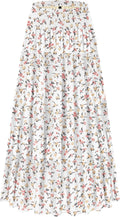 CYiNu Women's Chiffon High Waist Tiered Pleated Maxi Skirt - Flowing