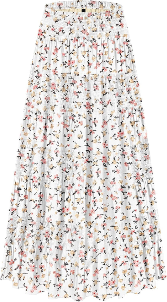 CYiNu Women's Floral Printed A-Line Maxi Skirt for All Seasons