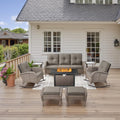 Grey 8 Piece Patio Conversation Set with 43in Fire Pit Table - Cozy