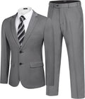 Men's 2 Piece Suits Classic Fit 2 Button Dress Suit for Men
