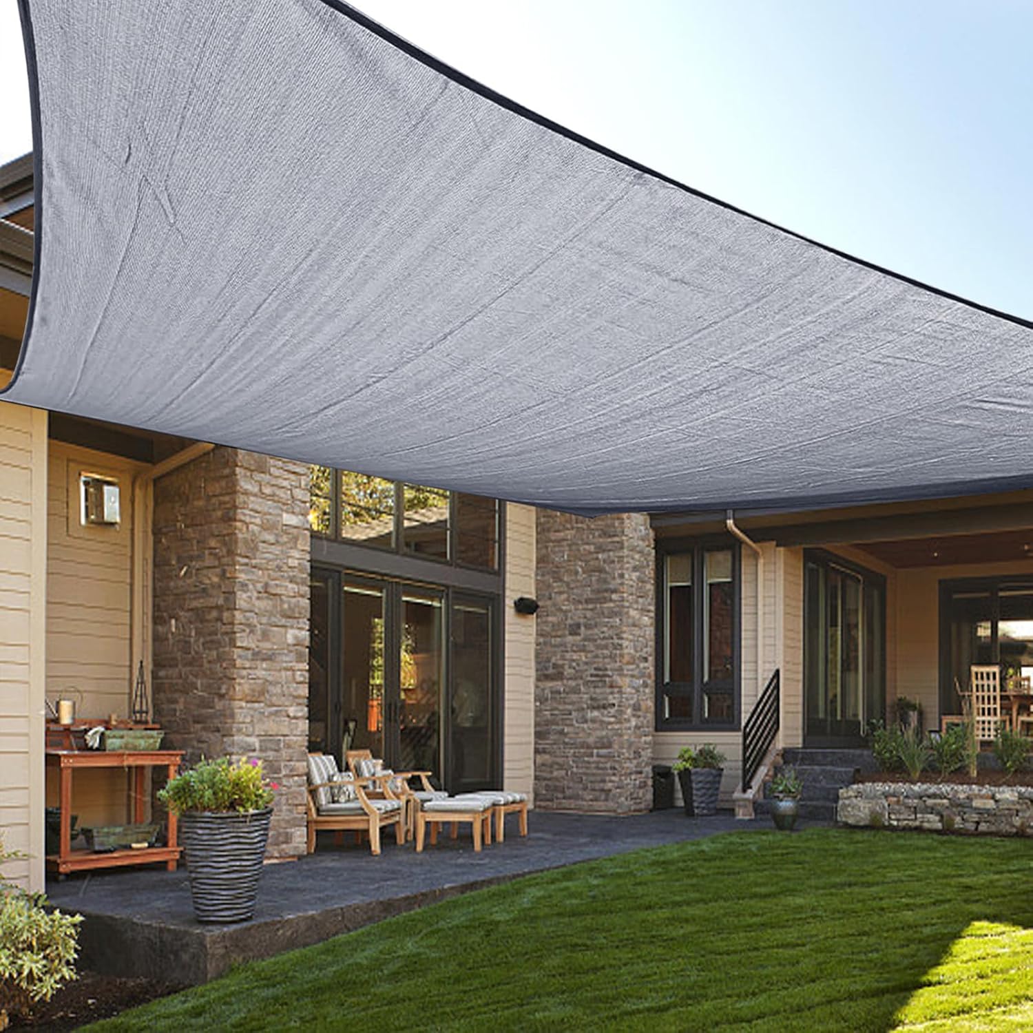 LOVE STORY Custom Size Silver Sun Shade Sail for Outdoor Use