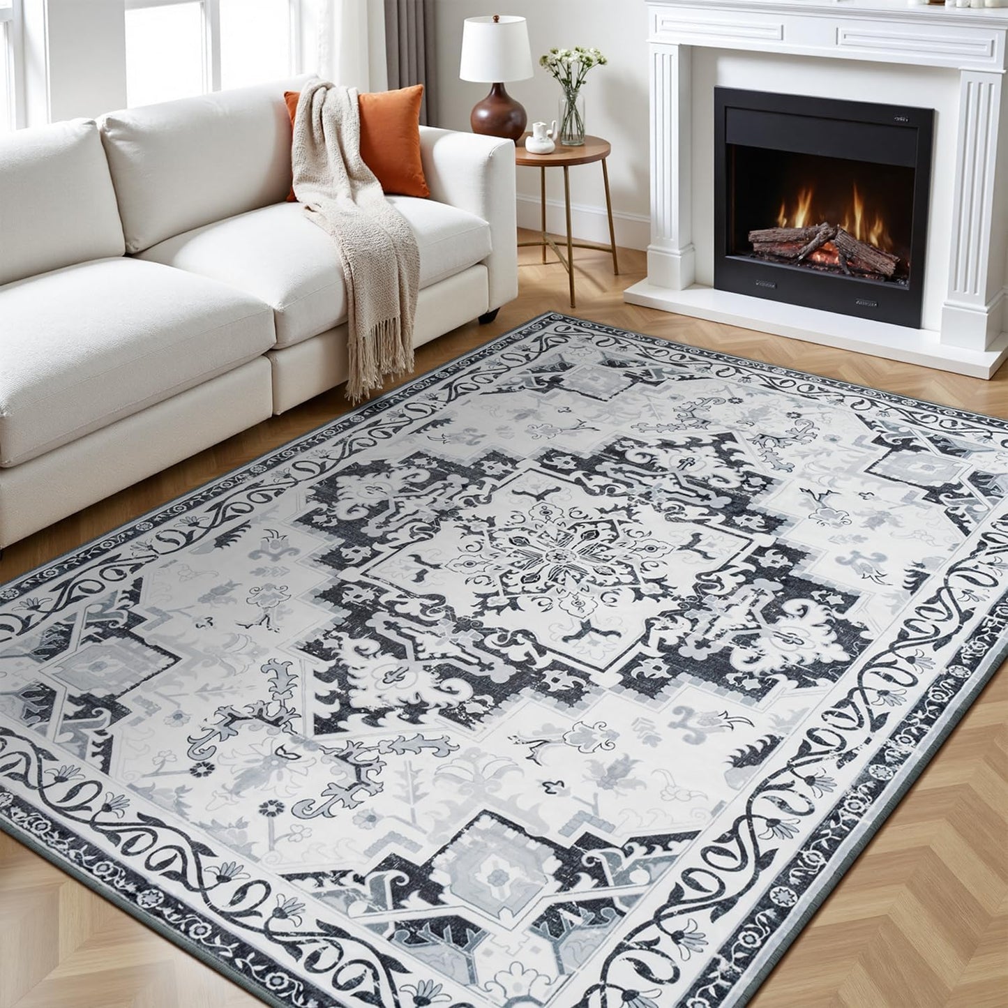 Rugflix 6x9 Area Rug for Living Room, Soft Boho Vintage Design