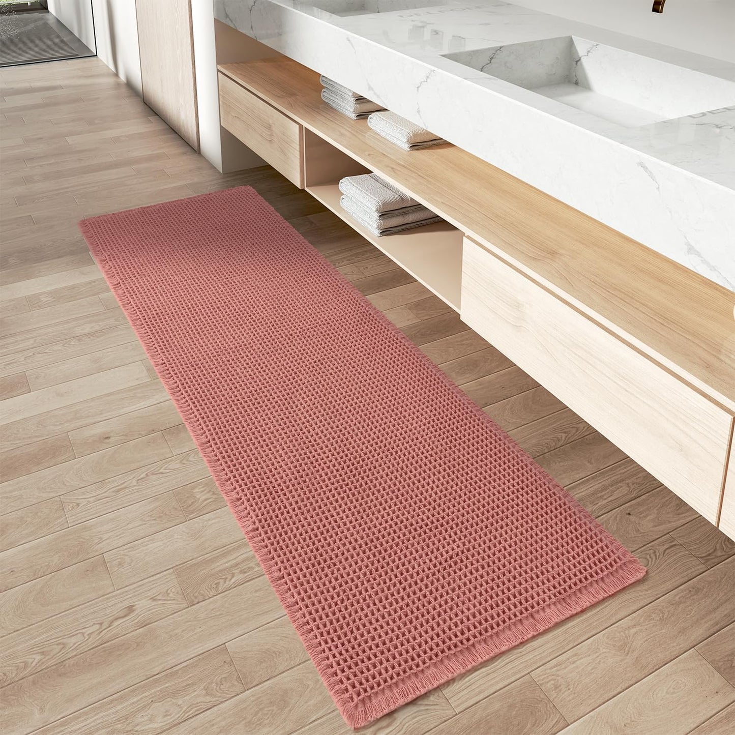 Upgraded Waffle Runner Rug for Bathroom - Super Absorbent & Non-Slip