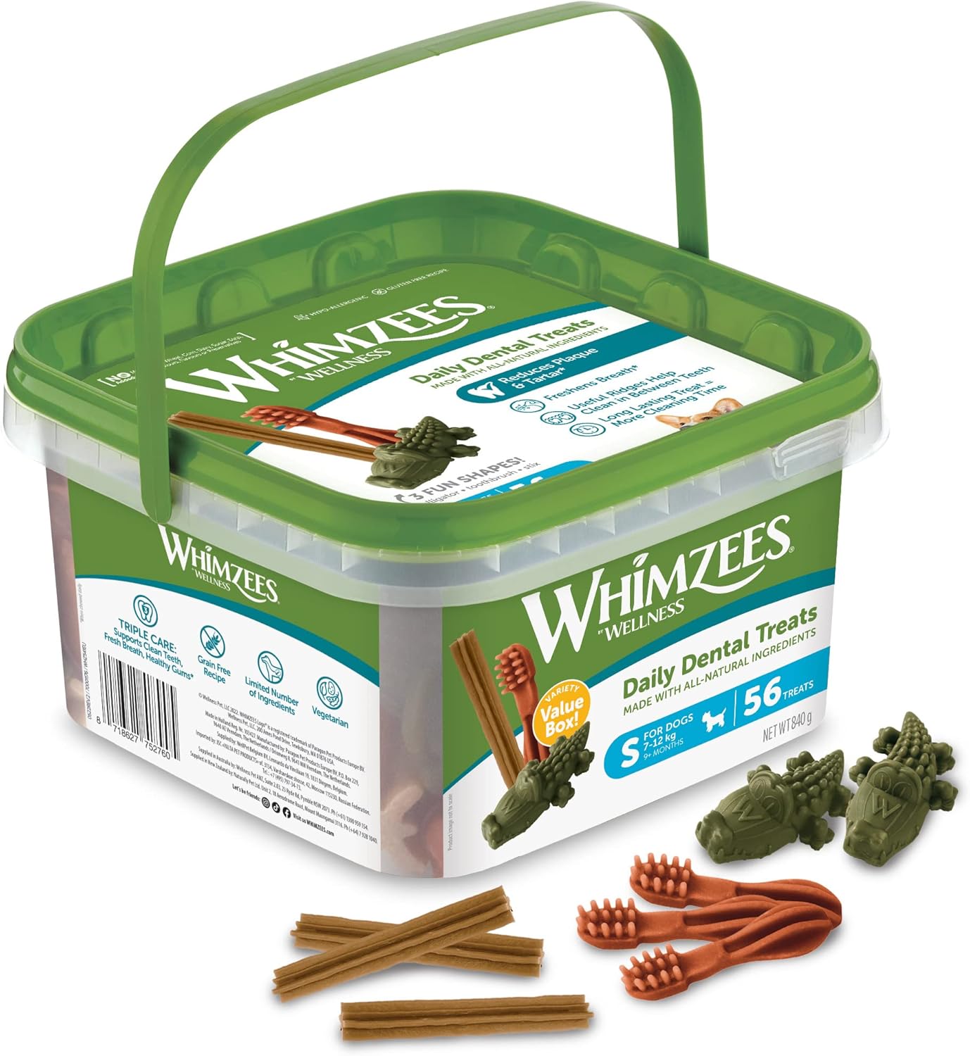 Whimzees Natural Dental Dog Chew Variety Box for Small Dogs