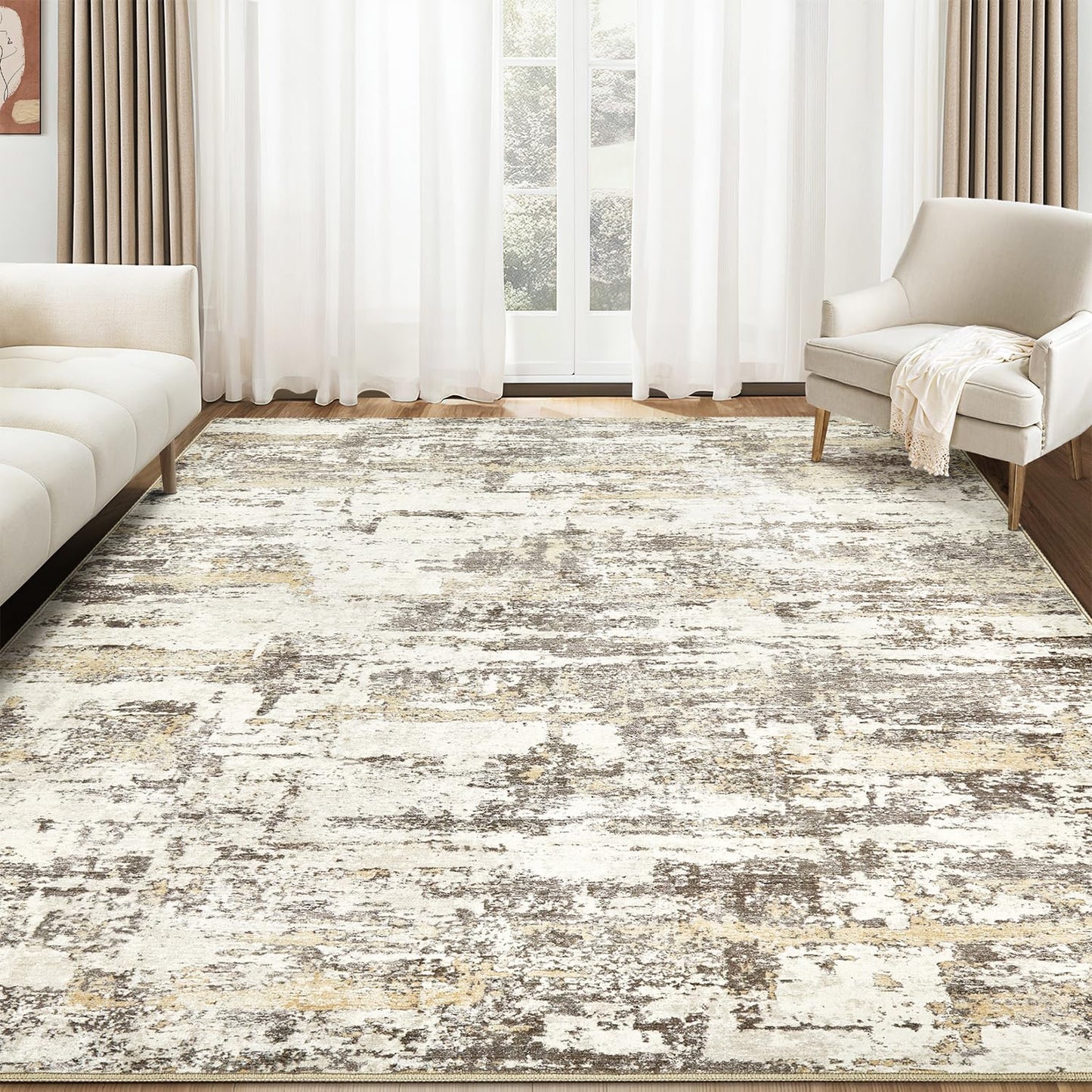 Modern Abstract Area Rugs for Living Room - Soft & Washable