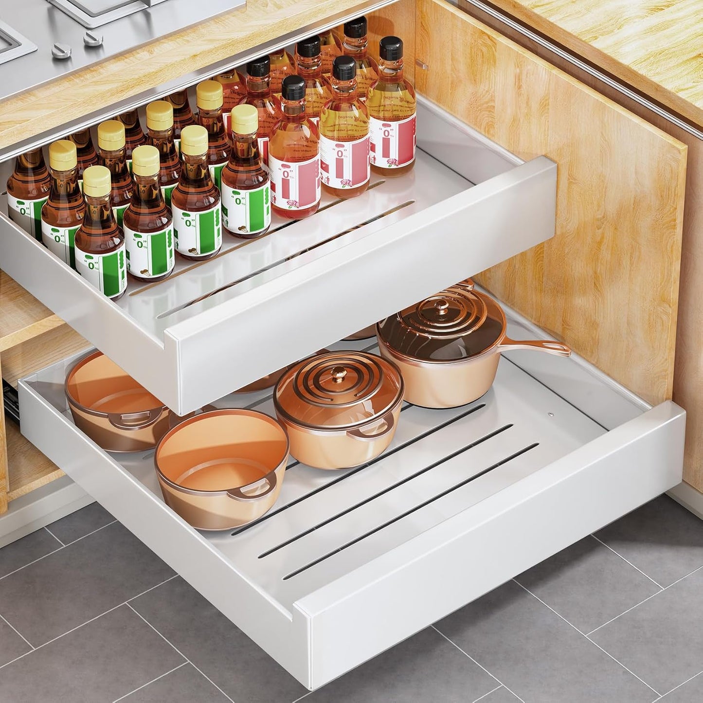 Pull Out Cabinet Organizer for Kitchen and Bathroom Storage