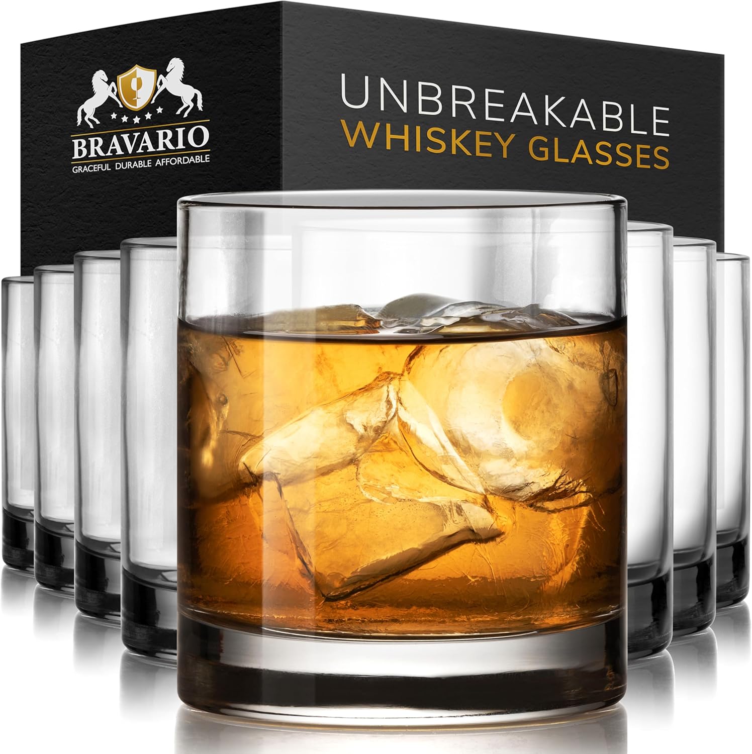 Unbreakable Tritan Plastic Whiskey Glasses Set of 8 for Cocktails