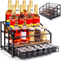 Coffee Syrup Rack Organizer 4-Tier 12 Bottle with 35 K Cup Drawer
