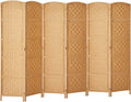 6 ft Tall Room Divider 6 Panel Privacy Screen - Light Beige