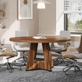 47-Inch Round Conference Table for 4-6 - Spacious Wooden Meeting Table