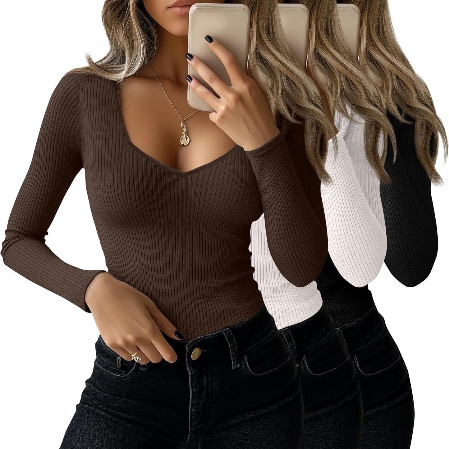 Huukeay Women's Ribbed Long Sleeve Shirts for Stylish Outfits