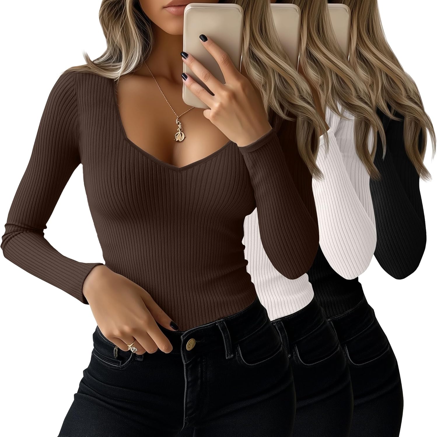 Huukeay Women's Ribbed Long Sleeve Shirts for Stylish Outfits
