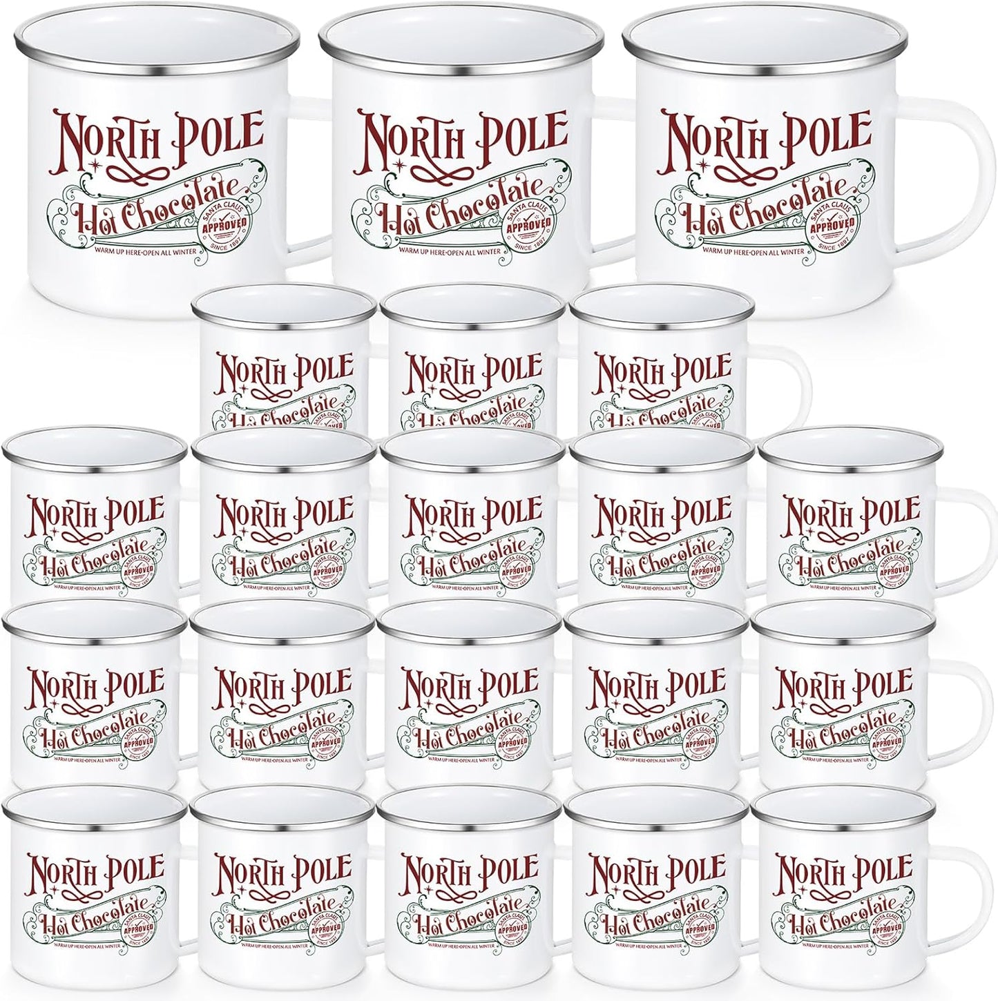 20 Pcs North Pole Hot Chocolate Mugs for Christmas Cheer