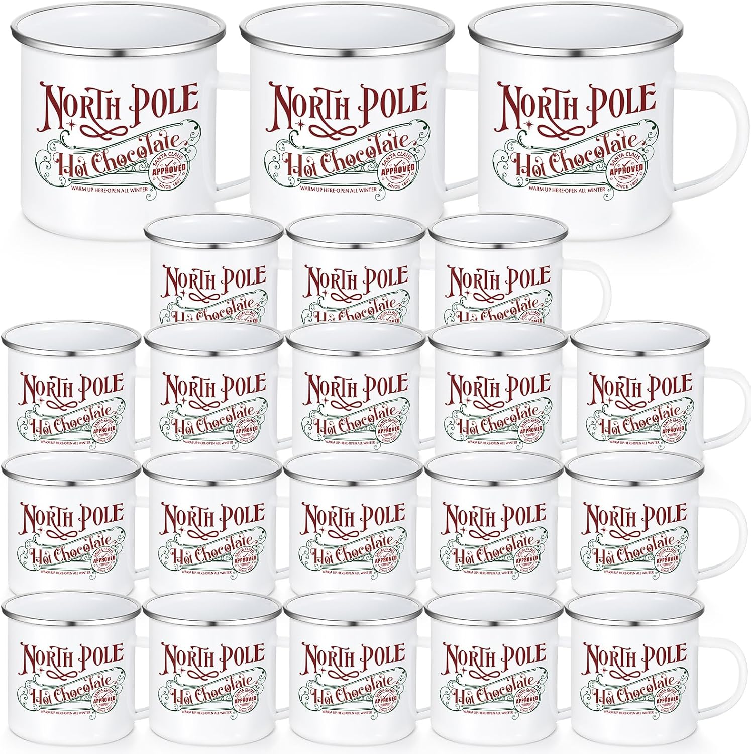 20 Pcs North Pole Hot Chocolate Mugs for Christmas Cheer