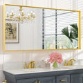 Keonjinn Brushed Gold Bathroom Mirror 60 x 30 - Large Rectangular