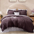 King Comforter Set Ruffle Purple Bedding - Cozy Shabby Chic