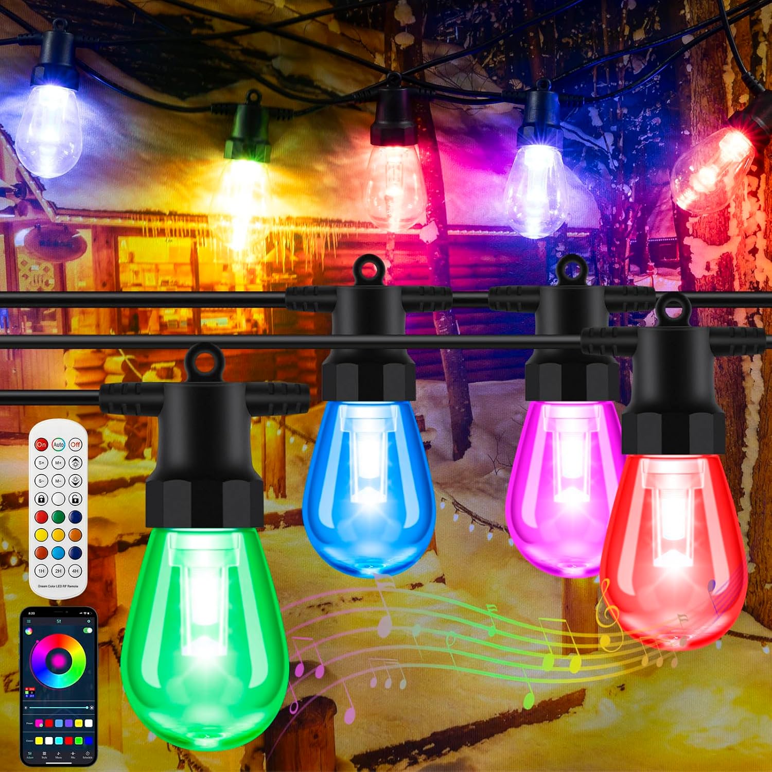 50ft Outdoor String Lights Color Changing for Any Occasion