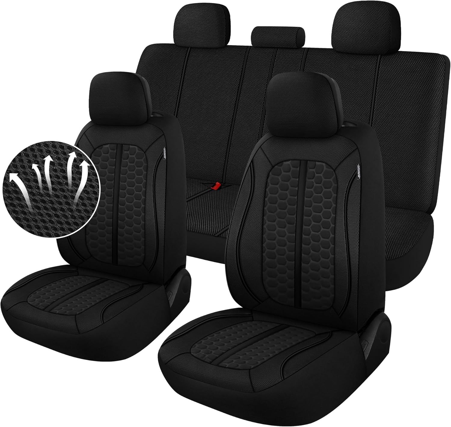 Breathable 3D Air-Mesh Car Seat Covers - Comfort & Safety in Black