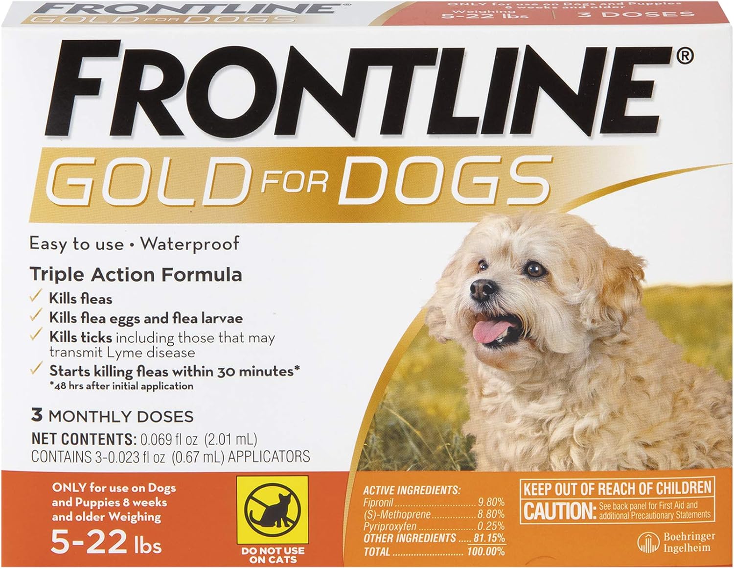 FRONTLINE Gold Flea & Tick Treatment for Small Dogs Up to 22 lbs