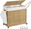 Laundry Hamper with Lid and Wheels - 3-Section 42.3 Gal