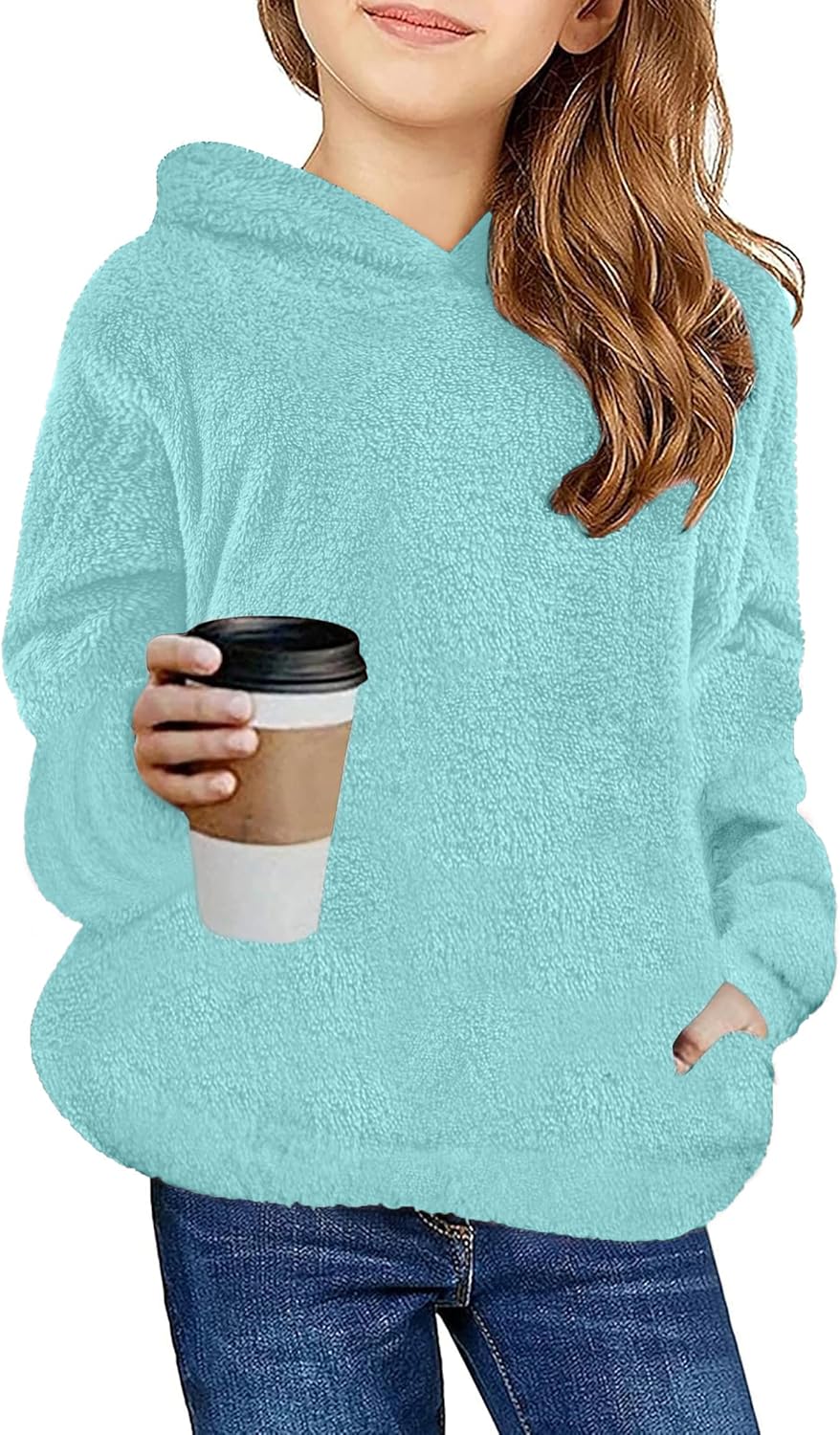 Fuzzy Fleece Hoodies for Girls - Cozy Sherpa Pullover Style