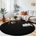 Soft and Fluffy Black Round Rug for Bedroom 5x5 Feet Comfort