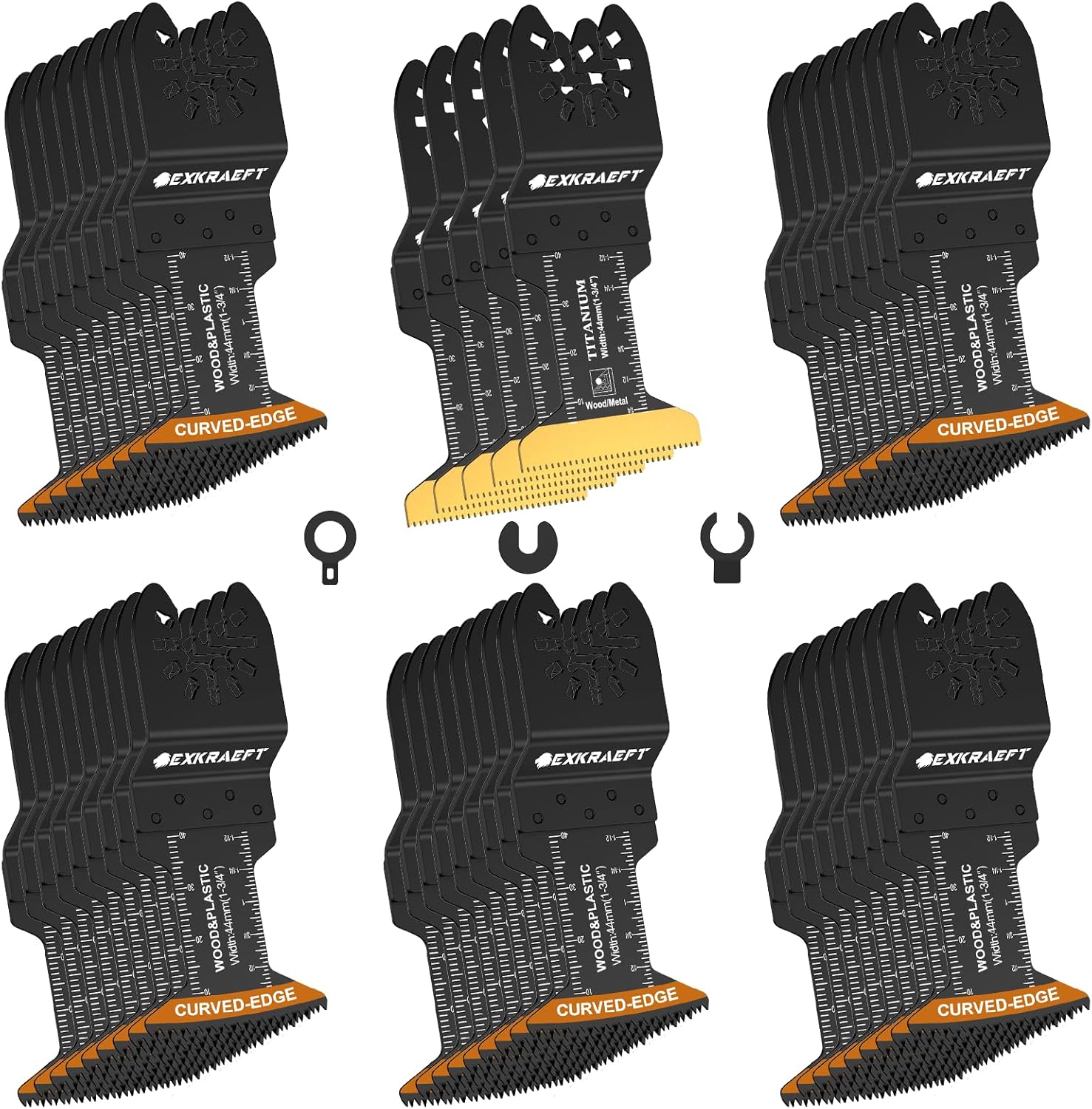 50PCS Curved-Edge Oscillating Tool Blades for Metal and Wood