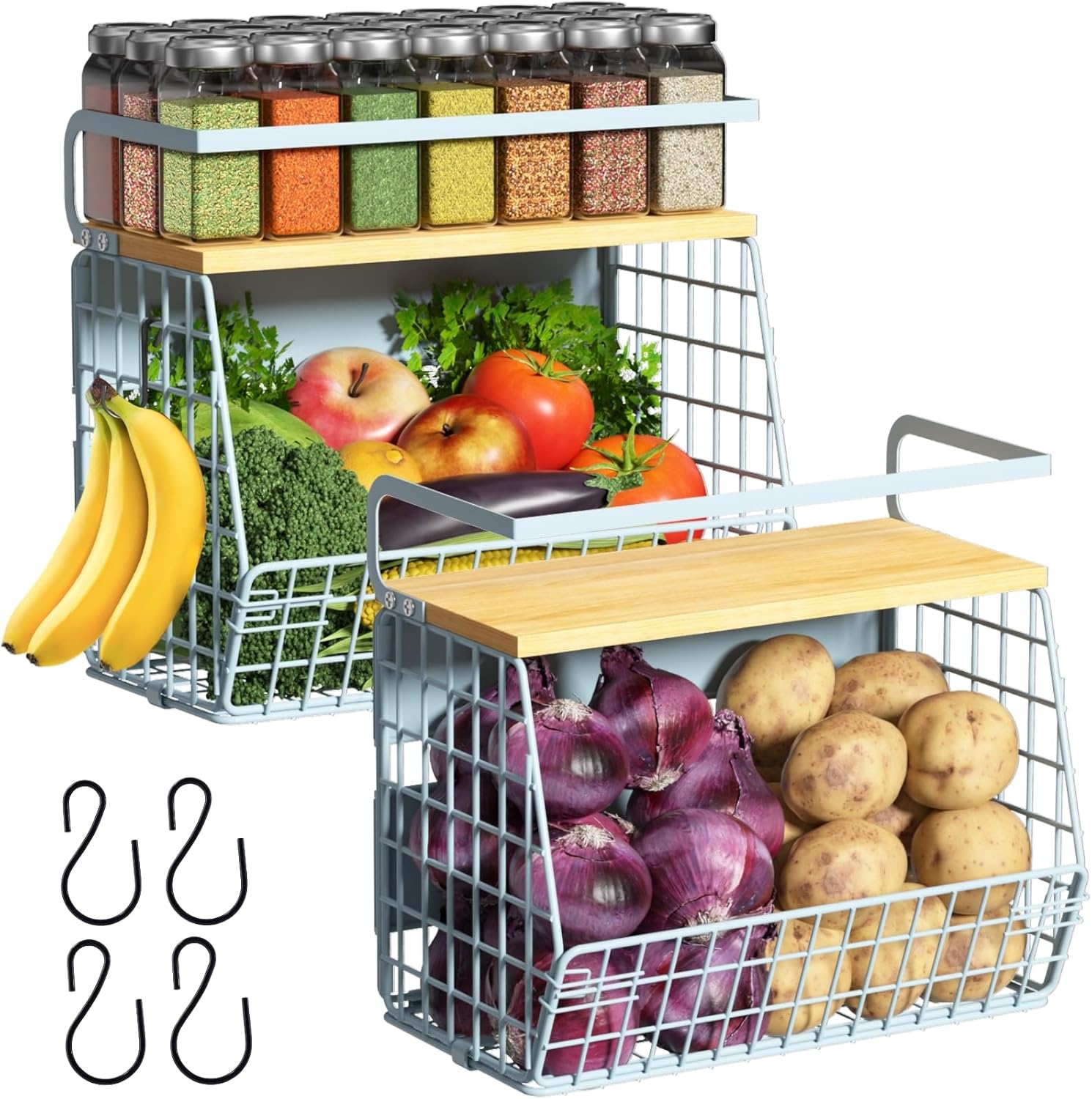 Magnetic Shelf for Fridge with Wood Lid - Versatile Storage Solution