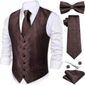 Men's Paisley Waistcoat 7PCS Suit Set - Formal Vest, Tie & Bow