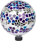 Mosaic Gazing Globe with Mirrored Floral Pattern - Colorful Garden