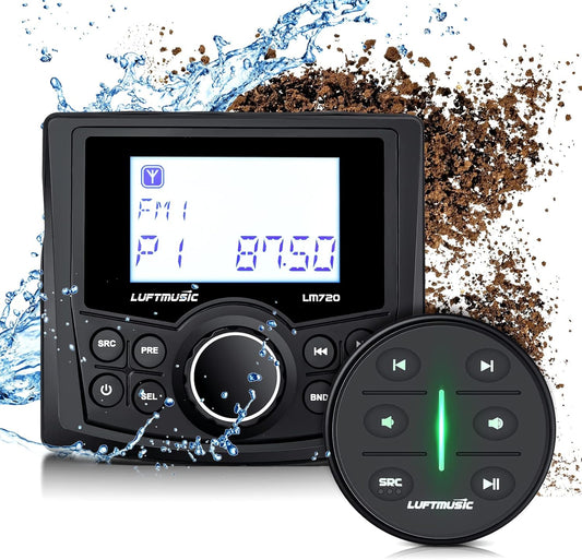 Luftmusic Marine Media Receiver - Weatherproof Stereo with Bluetooth & LCD Display