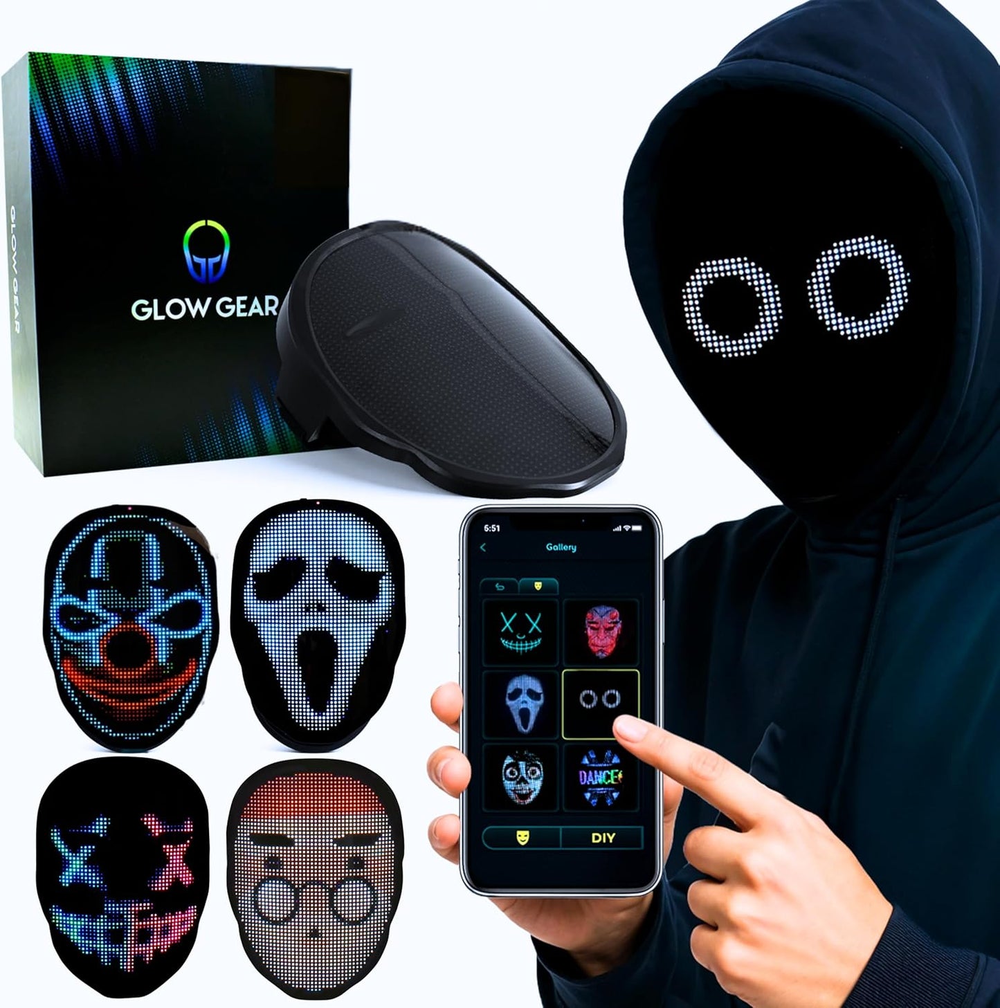 Face Transforming LED App Controlled Cosplay Mask with 115+ Faces
