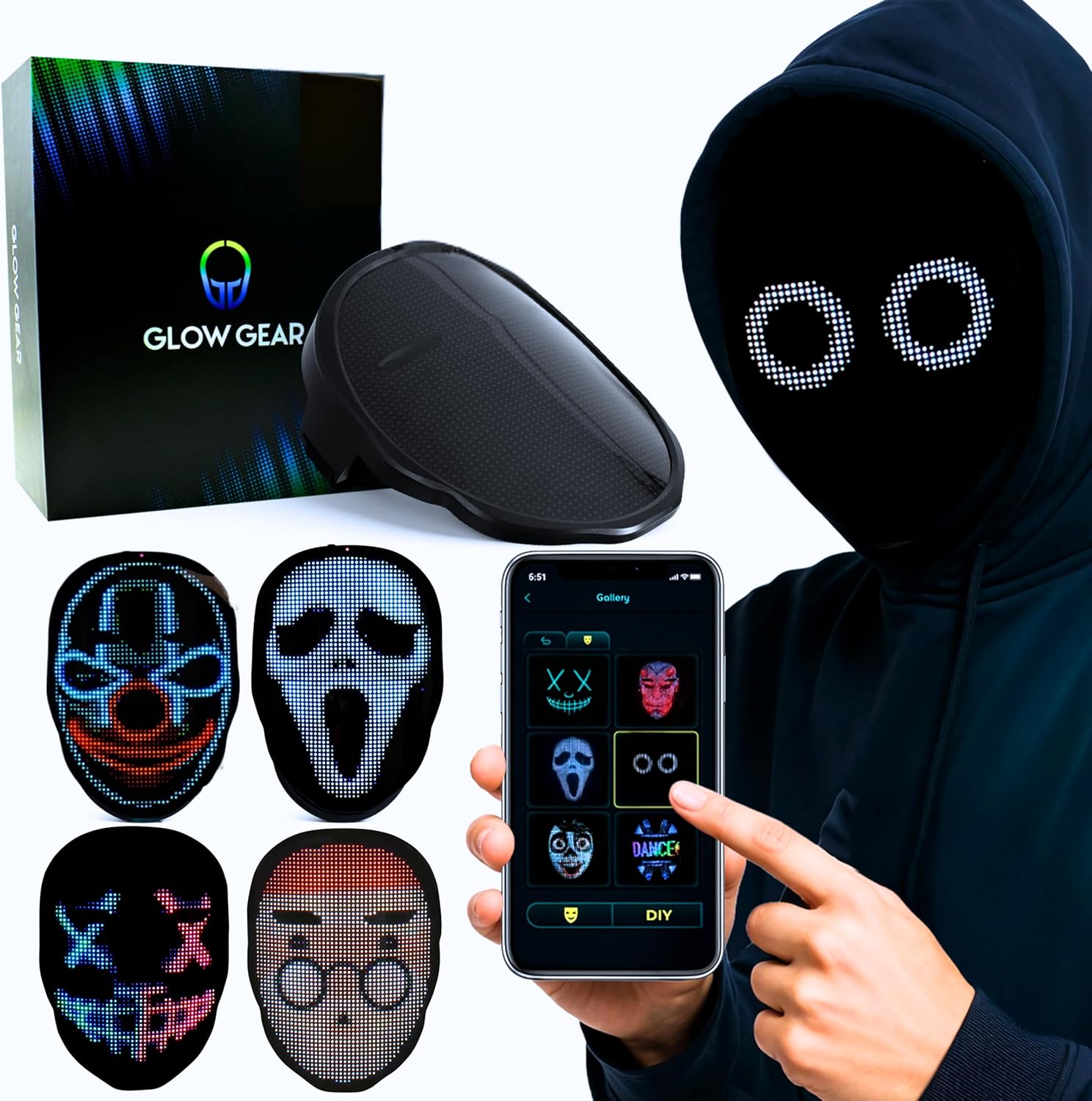 Face Transforming LED App Controlled Cosplay Mask with 115+ Faces