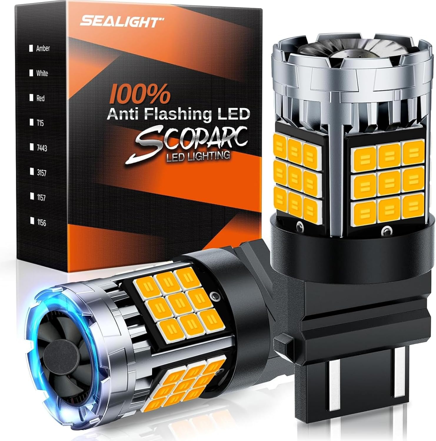 SEALIGHT 3157A LED Turn Signal Bulbs - Super Bright Amber Lights