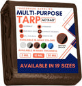 Tarp Cover Brown/Black Heavy Duty 40x40 - Thick Waterproof Protection