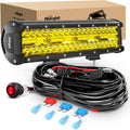Nilight 12in Amber LED Light Bar 240W Triple Row - Off Road