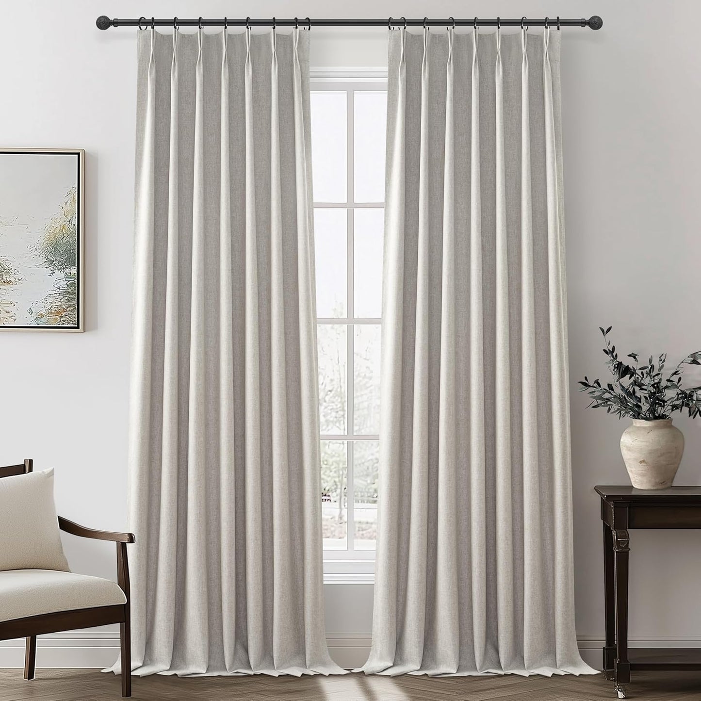 Natural Melange Taupe Blackout Curtains for Living Room Decor