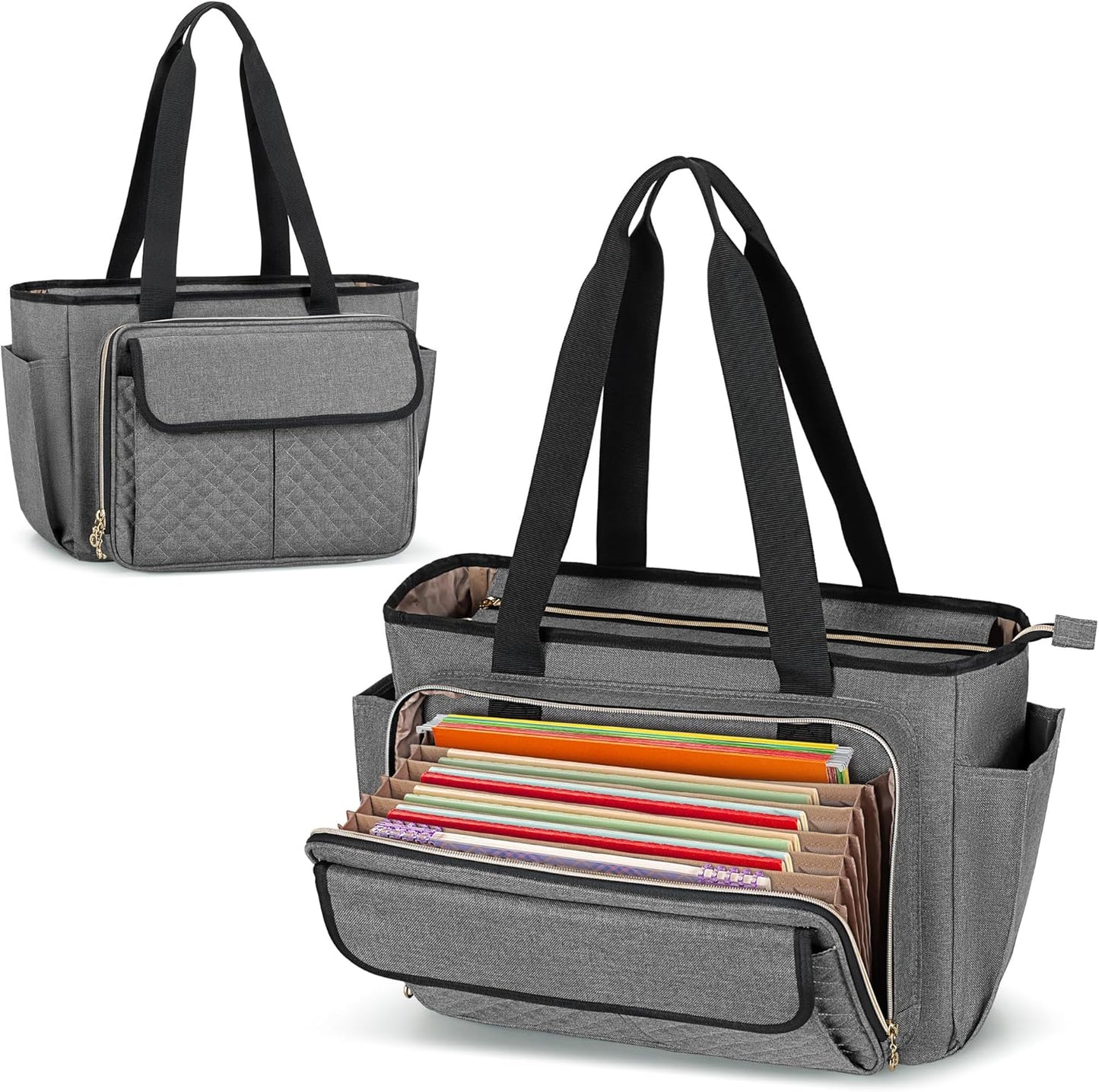 LUXJA Teacher Bag with Accordion File Area and Laptop Sleeve