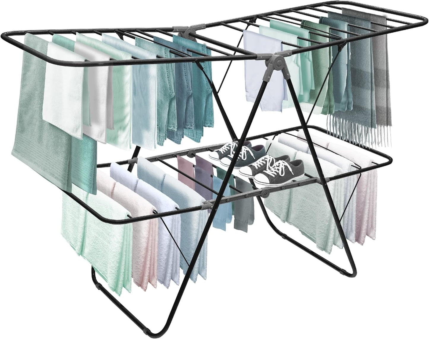 Brookstone 2 Tier Folding Rack for Efficient Indoor/Outdoor Drying
