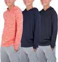 Dry-Fit Youth Boys 3 Pack Long Sleeve Hoodie Shirts - Active Comfort