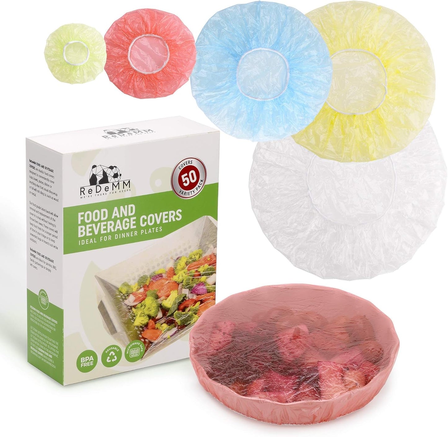 5 Sizes Reusable Elastic Food Bowl Covers - BPA-Free & Microwave Safe