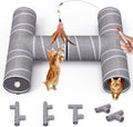 PETOCAT Cat Tunnel 4 Way with Teaser Wand & Plush Balls
