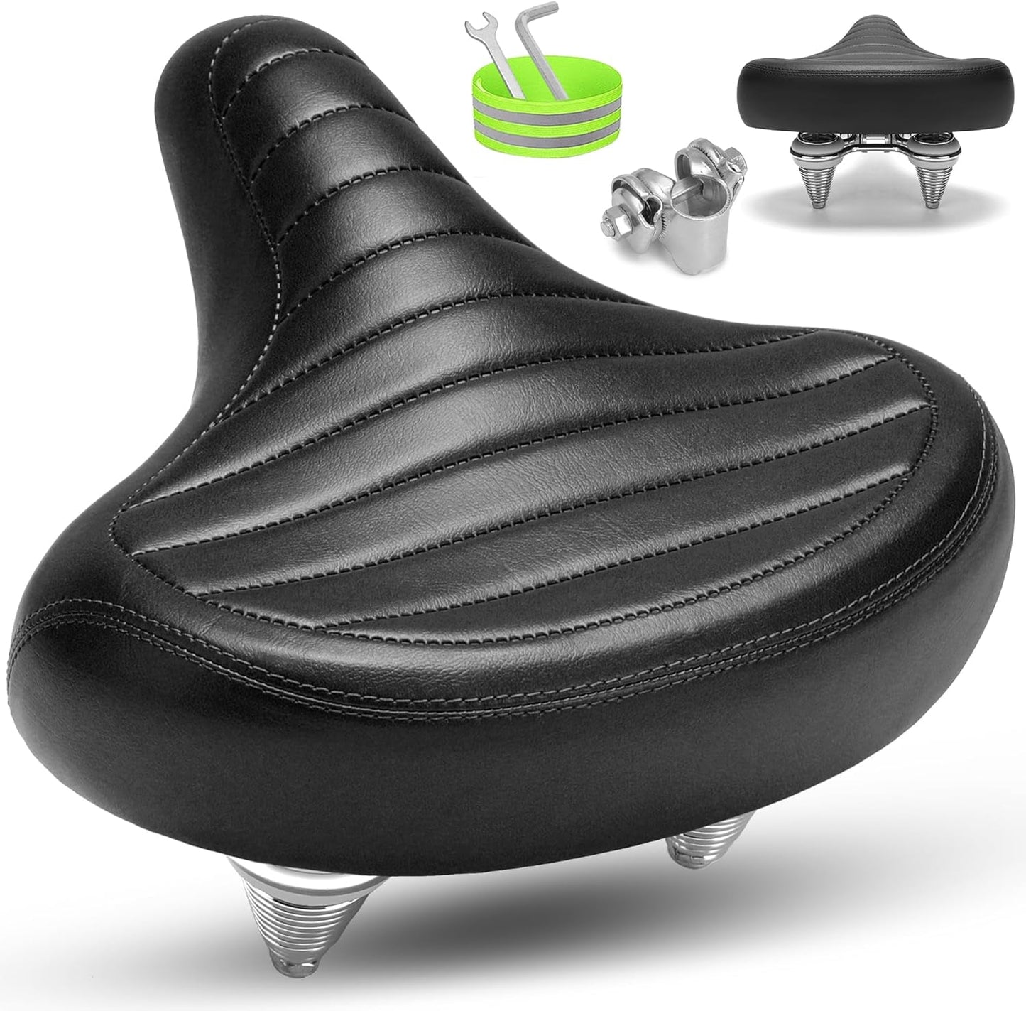 Wide Bike Seat for Men Women Comfort - Padded Bicycle Cushion